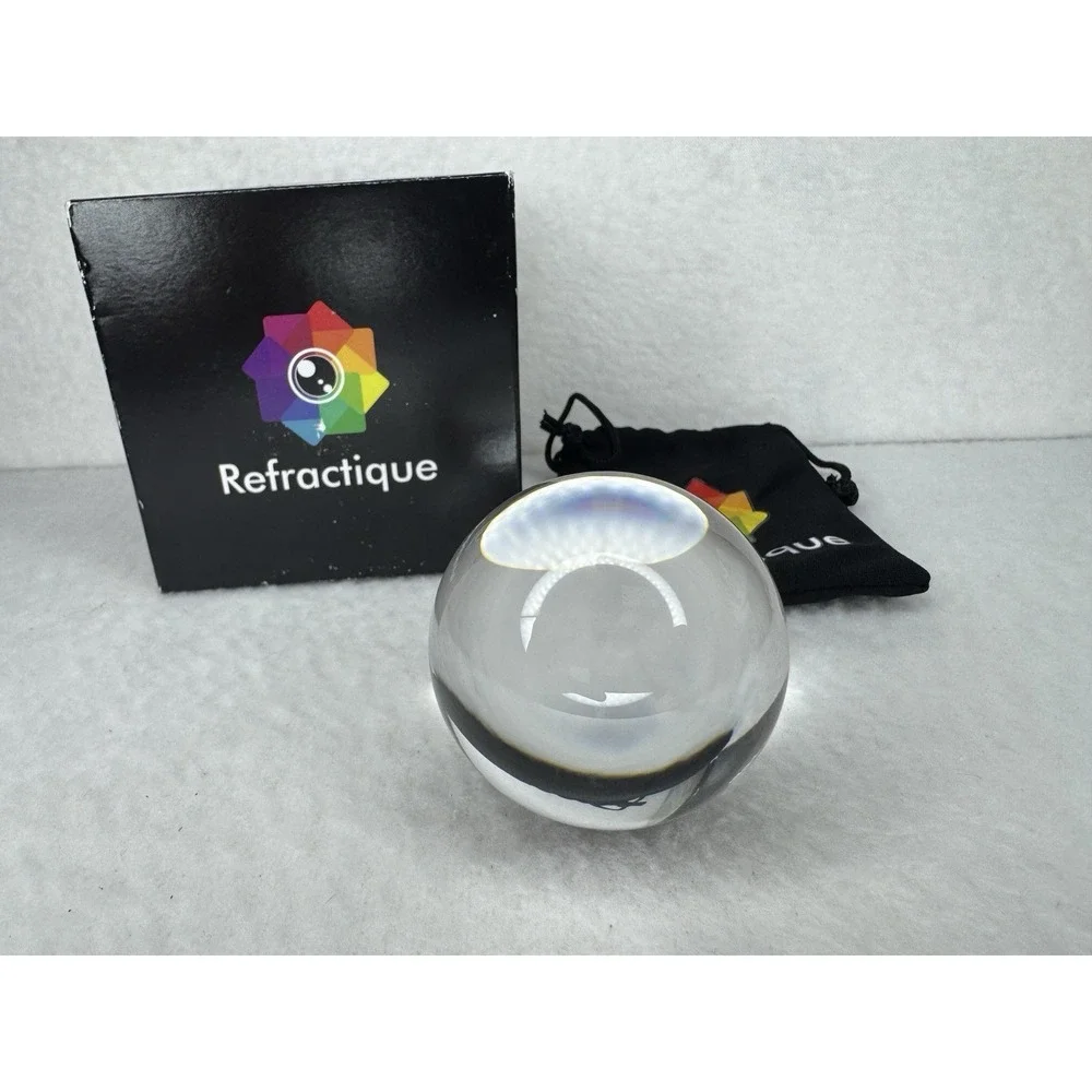 Refractique Crystal Ball Lens Photography Sphere w Box‎ Pouch